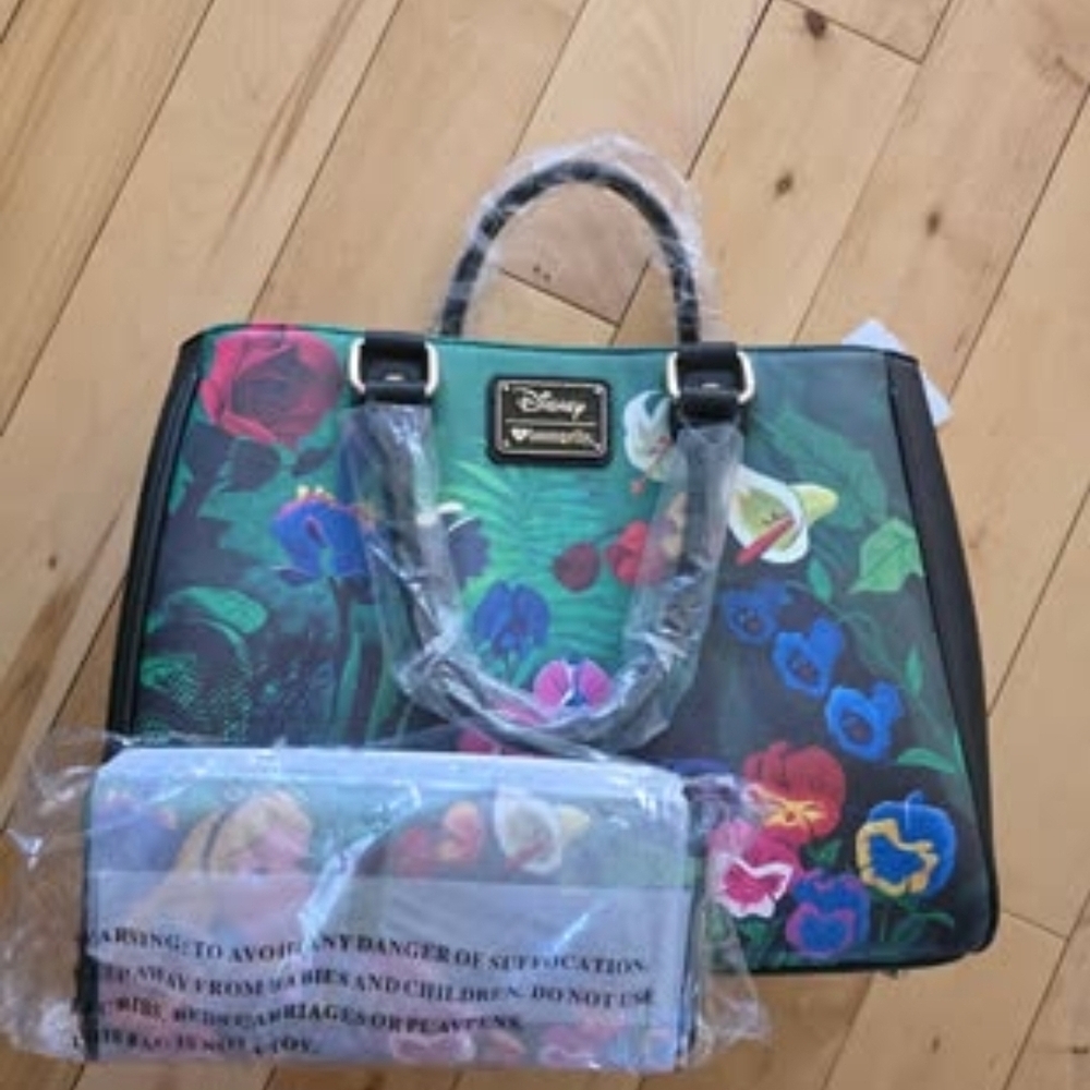 Disney Women's Tote Bag - Black with Colorful Floral Design - Picture 3 of 16